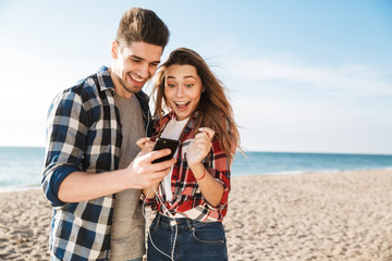 Happy young couple spending fun time