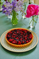 Colorful mixed berries fruit tart