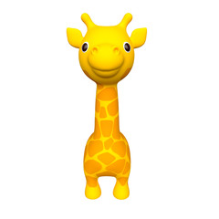 Giraffe isolated on white background. Cute cartoon character. Front view. 3d rendering