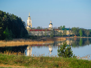 Svetlitsa, Russia - May, 20, 2019: Nilo Stolobenskyi monastery in Svetlitsa, Russia on Seliger lake