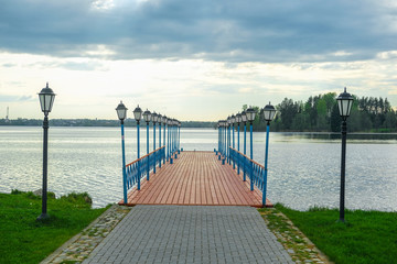 image of the bridge over the lake Valdai in Russia