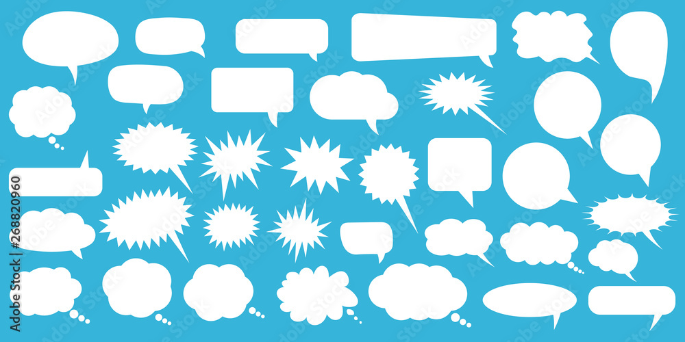 Fototapete set of speech bubbles. blank empty vector white speech bubbles. cartoon balloon word design.