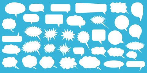 Set of speech bubbles. Blank empty vector white speech bubbles. Cartoon balloon word design. - obrazy, fototapety, plakaty