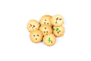 Homemade varity of cookies on  white background