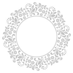 Decorative frame Elegant vector element for design in Eastern style, place for text. Floral grey border. Lace illustration for invitations and greeting cards