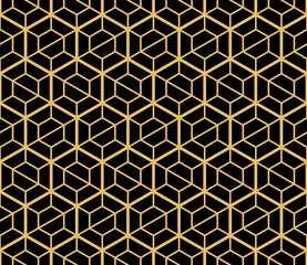 Abstract geometric pattern. A seamless vector background. Gold and black ornament. Graphic modern pattern. Simple lattice graphic design