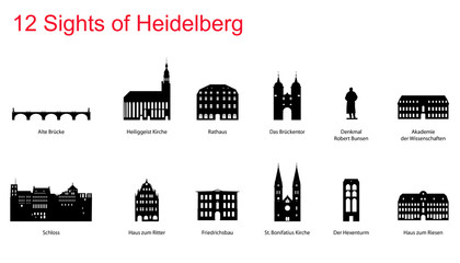 12 Sights of Heidelberg - obrazy, fototapety, plakaty