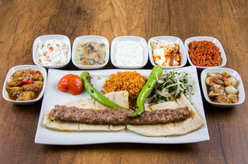 Turkish Urfa Kebab and Turkish Appetizers