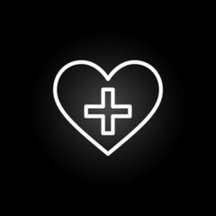 Obraz premium medical heart with cross neon icon. Elements of Heartbeat set. Simple icon for websites, web design, mobile app, info graphics