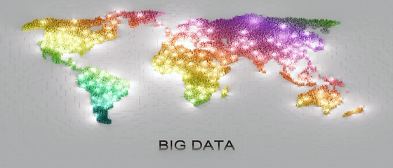 world map, big data architecture, 3d rendering