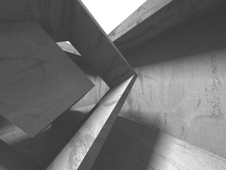 Dark concrete empty room. Modern architecture design