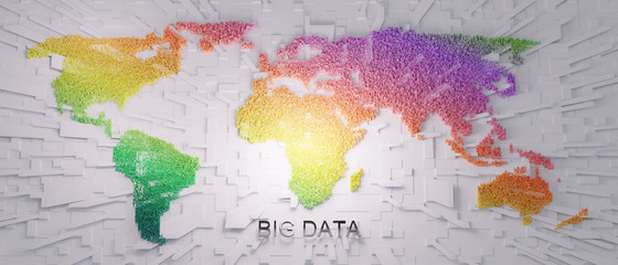 world map, big data architecture, 3d rendering