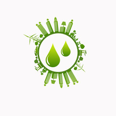 Water world day with hand hold faucet or water tap with a drop 