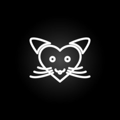 love cat with heart  neon icon. Elements of Heartbeat set. Simple icon for websites, web design, mobile app, info graphics