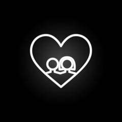 couple in love heart  neon icon. Elements of Heartbeat set. Simple icon for websites, web design, mobile app, info graphics