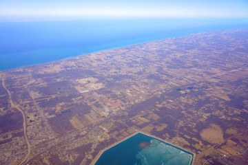 Aerial view of the city of Lewiston in upstate New York