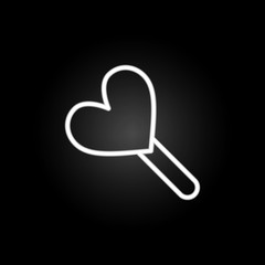 ice cream stick  with heart  neon icon. Elements of Heartbeat set. Simple icon for websites, web design, mobile app, info graphics