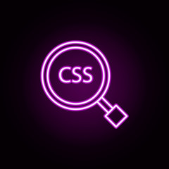 CSS search neon icon. Elements of online and web set. Simple icon for websites, web design, mobile app, info graphics