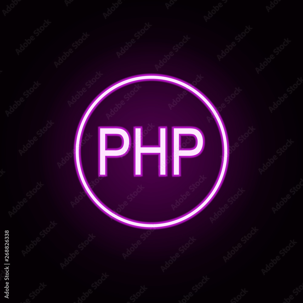 Poster php neon icon. elements of online and web set. simple icon for websites, web design, mobile app, inf
