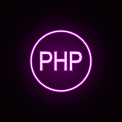 PHP neon icon. Elements of online and web set. Simple icon for websites, web design, mobile app, info graphics