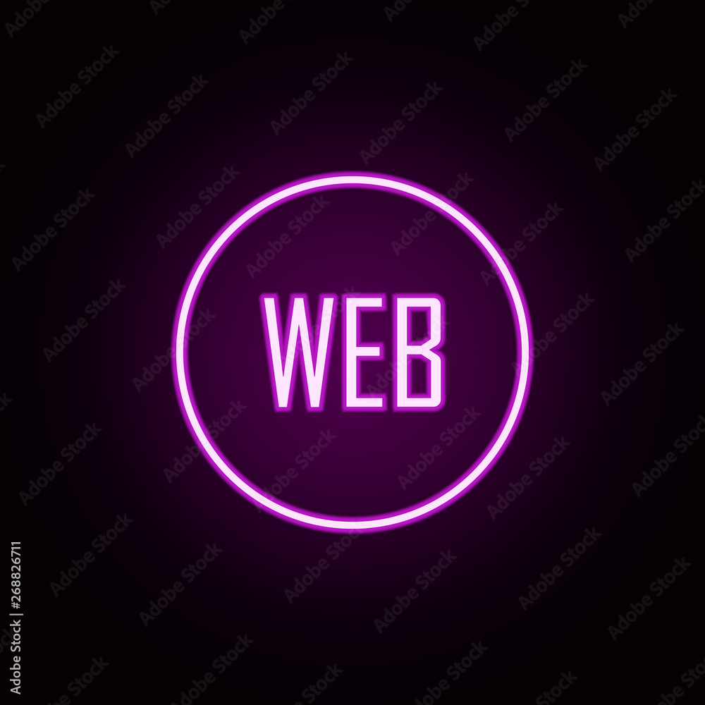 Poster web neon icon. elements of online and web set. simple icon for websites, web design, mobile app, inf
