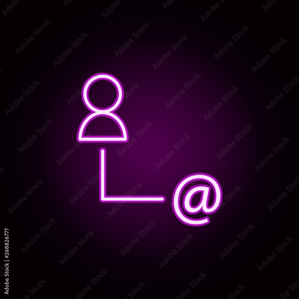 Poster user email neon icon. elements of online and web set. simple icon for websites, web design, mobile a