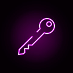 key neon icon. Elements of security set. Simple icon for websites, web design, mobile app, info graphics