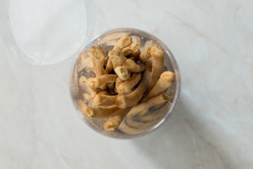 Salty Sticks in Round Plastic Package Ready to Eat.