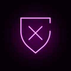 safe, cross neon icon. Elements of security set. Simple icon for websites, web design, mobile app, info graphics