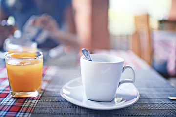 morning coffee cup / breakfast concept cheerfulness happiness drink in a cup