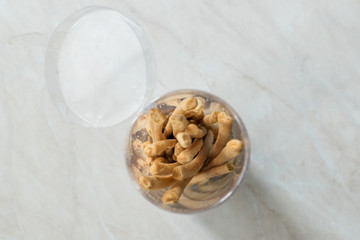 Salty Sticks in Round Plastic Package Ready to Eat.