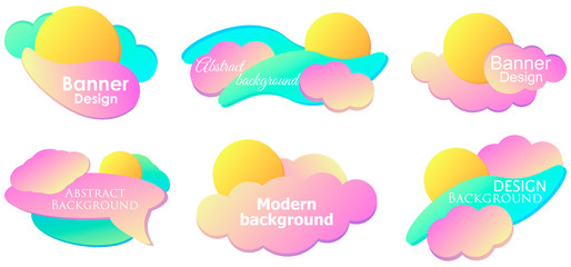 Fluid gradient design modern banner set template. Colorful liquid shapes isolated on white background. Vector illustration