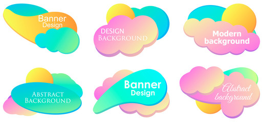 Fluid gradient design modern banner set template. Colorful liquid shapes isolated on white background. Vector illustration