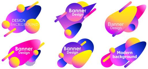 Fluid gradient design modern banner set template. Colorful liquid shapes isolated on white background. Vector illustration