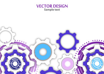 Technological colorful background with cogwheel, gears, cover template.