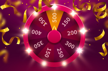 Obraz na płótnie Canvas Wheel of luck or fortune. Gamble chance leisure. Colorful gambling wheel. Jackpot prize concept background.