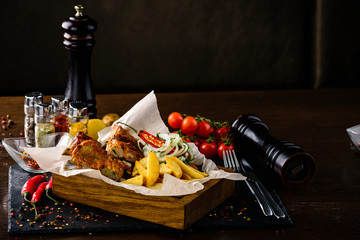 lamb chop meal with potato