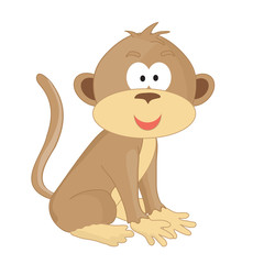 Cute little monkey on a white background. Illustration.