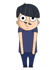 Cute cartoon young man with happy emotions. Vector illustration
