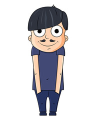 Cute cartoon young man with happy emotions. Vector illustration