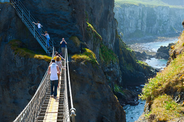 Carrick-A-Rede Rope Bridge. Larrybane Bay. Causeway Coastal Route. Antrim County, Northern Ireland,...