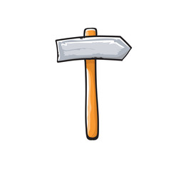 Cartoon hammer isolated on white background. Vector carpenter hammer icon or label. Handyman logo design template