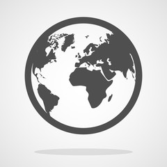 Globe icon in flat style. Vector illustration.