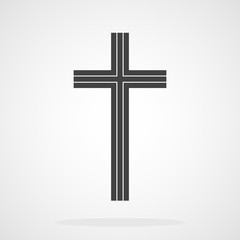 Gray Christian cross icon. Vector illustration.