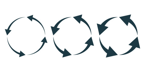 Fototapeta premium Set of black circular arrows. Vector illustration.