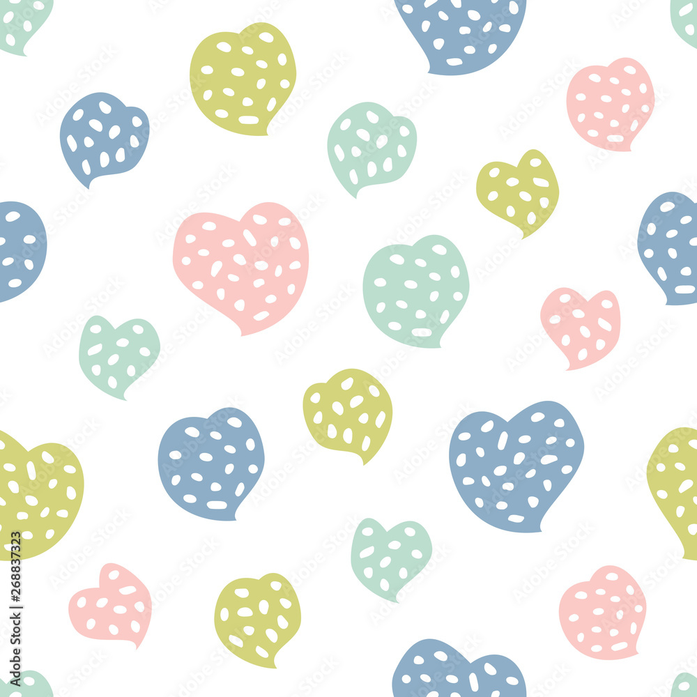 Wall mural Childish seamless pattern with hearts. Creative texture for fabric - Wall murals