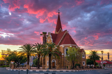 Dramatic sunset above Christchurch, Windhoek, Namibia