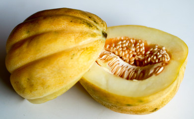 Cantaloupe or blewah on white  background. 