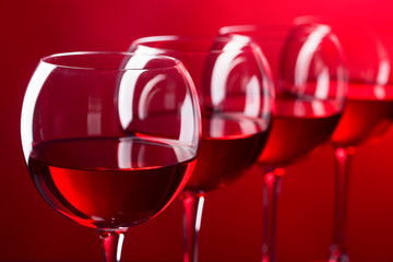 Glasses of pink wine
