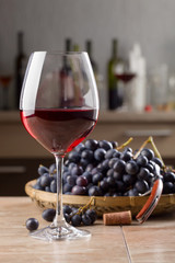 Red wine and grapes.